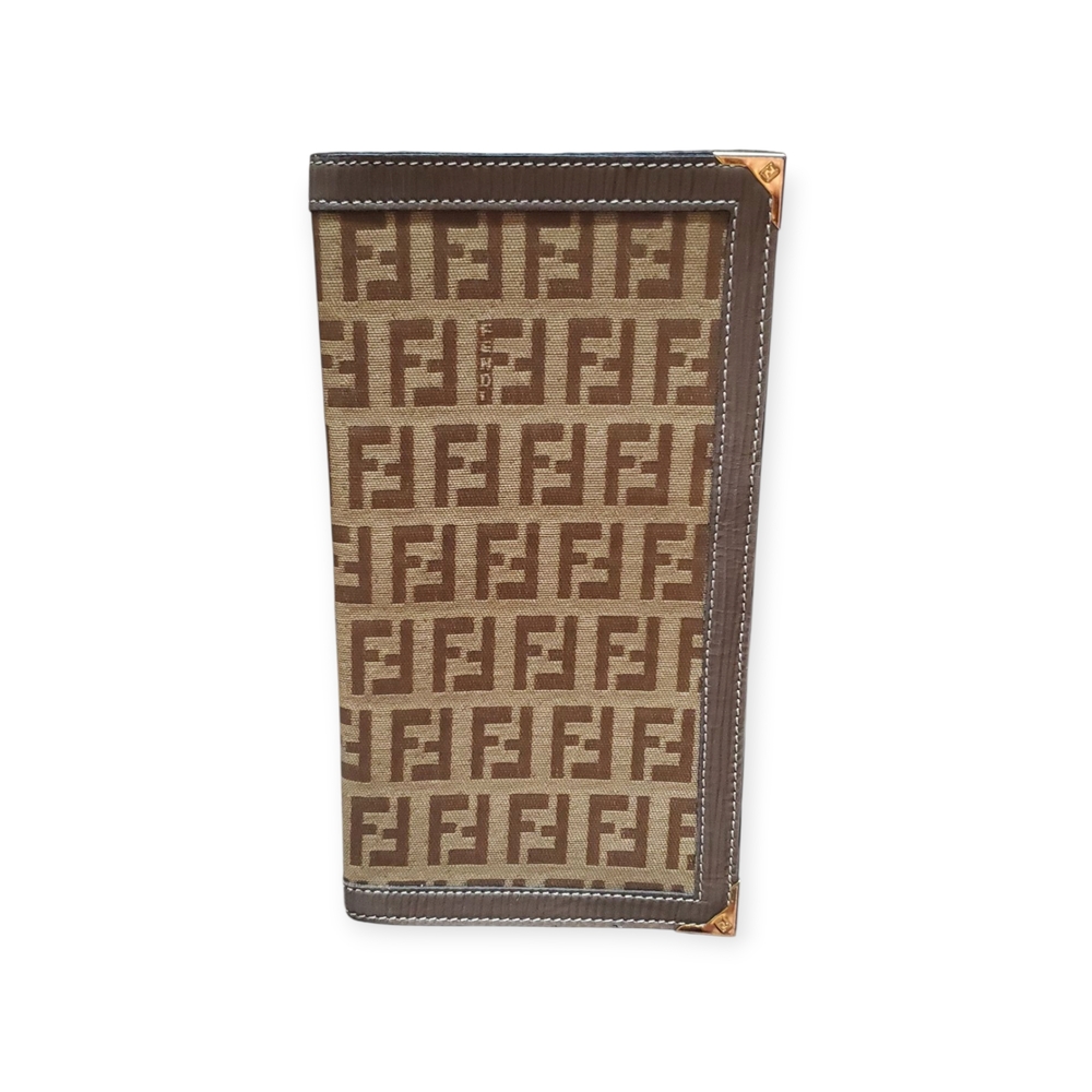 Fendi Tan and Brown Monogram Card Holder/Wallet